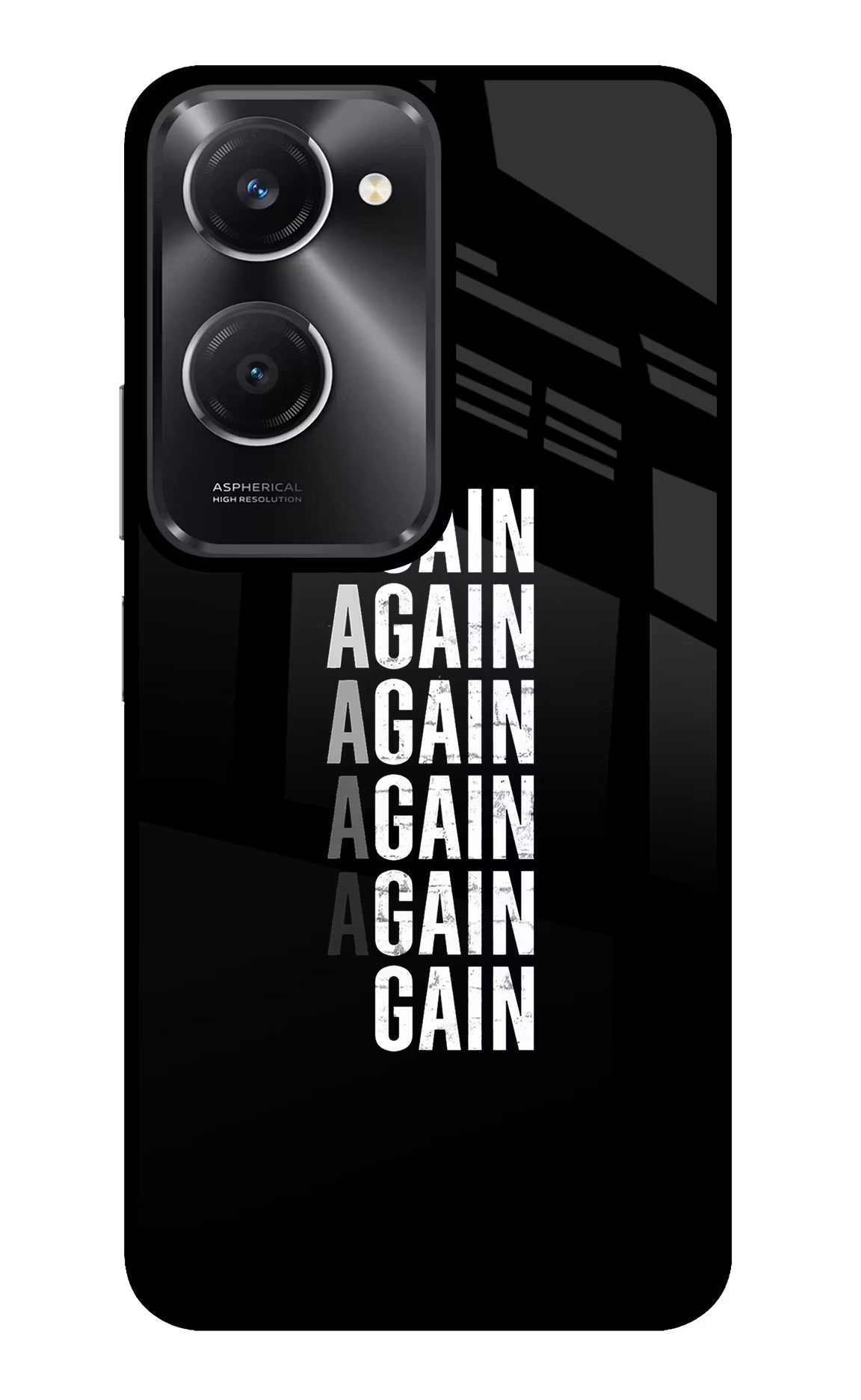 Again Again Gain Vivo T3 Lite 5G Glass Case Back Cover by Casekaro