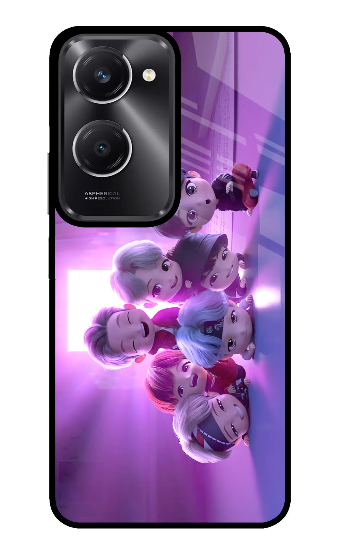 BTS Chibi Vivo T3 Lite 5G Glass Case Back Cover by Casekaro