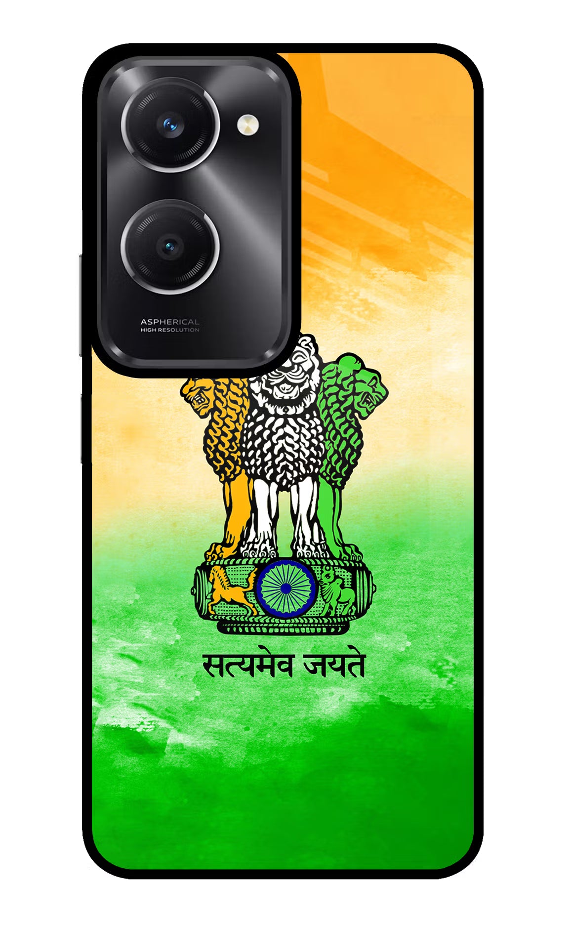 Satyamev Jayate Flag Vivo T3 Lite 5G Glass Case Back Cover by Casekaro