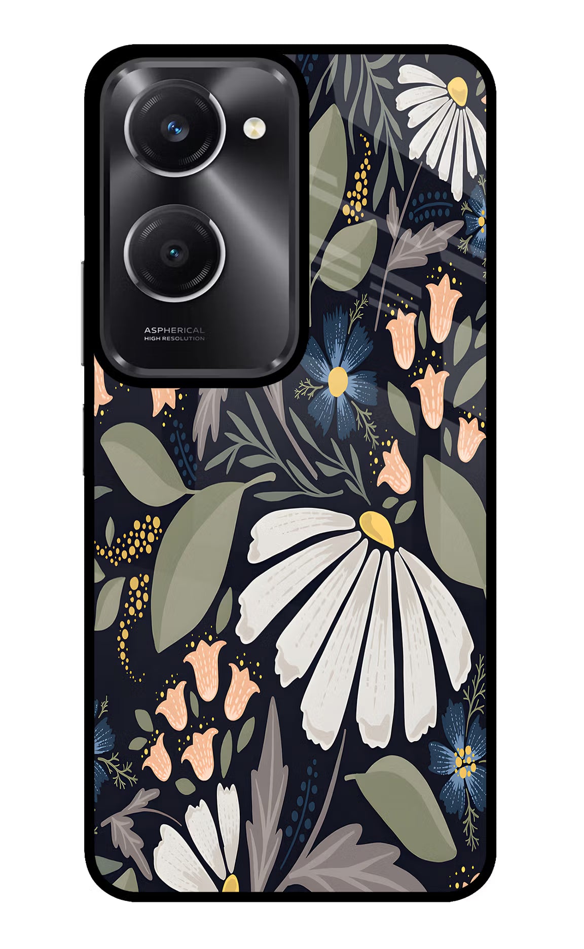 Flowers Art Vivo T3 Lite 5G Glass Case Back Cover by Casekaro