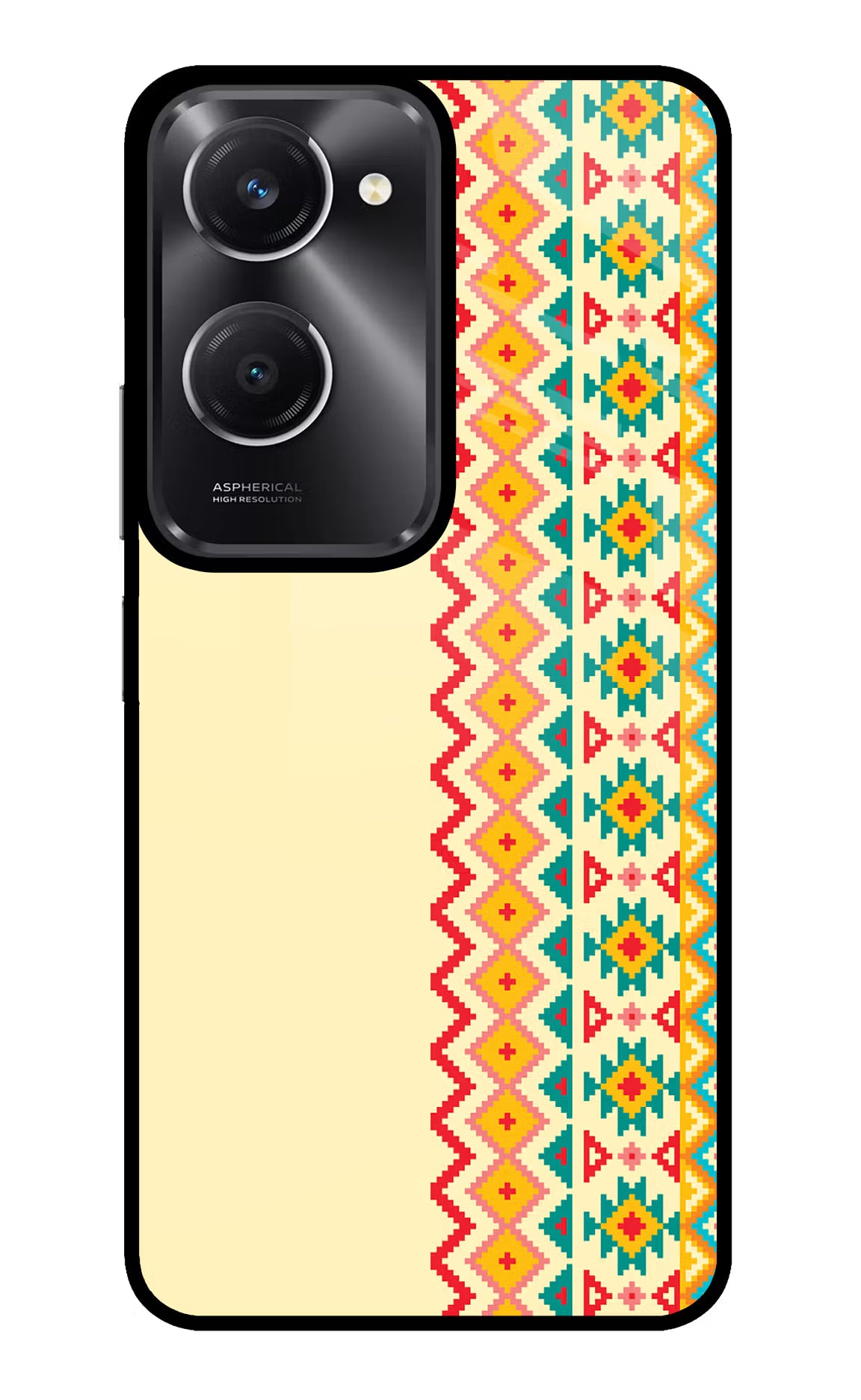 Ethnic Seamless Vivo T3 Lite 5G Glass Case Back Cover by Casekaro