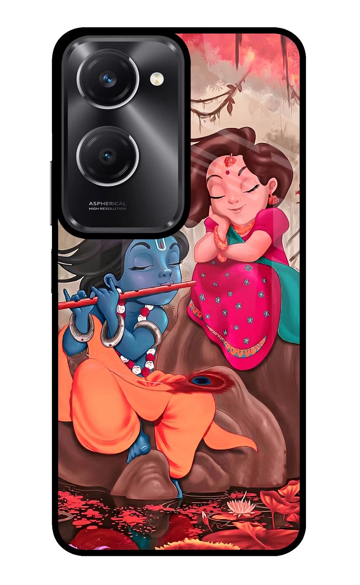 Radhe Krishna Vivo T3 Lite 5G Glass Case Back Cover by Casekaro