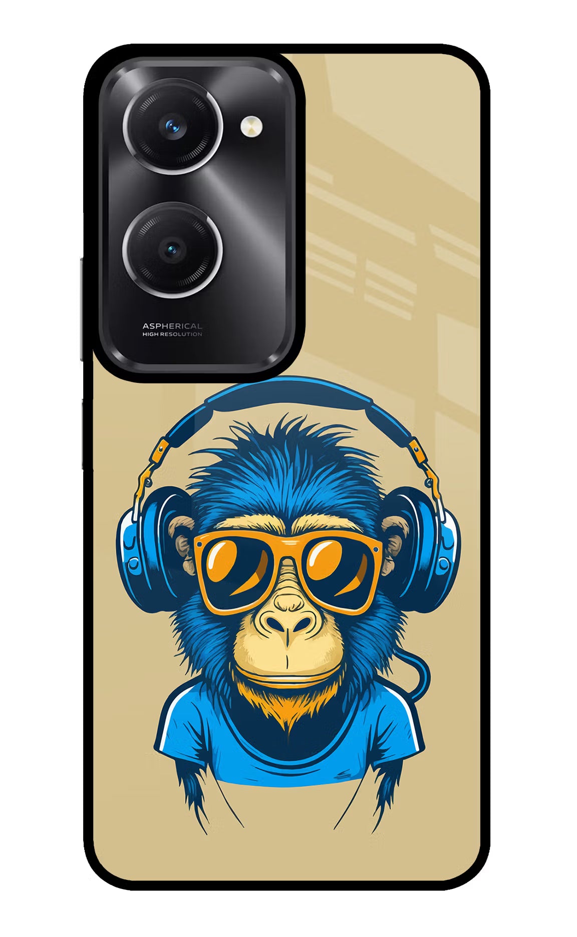 Monkey Headphone Vivo T3 Lite 5G Glass Case Back Cover by Casekaro