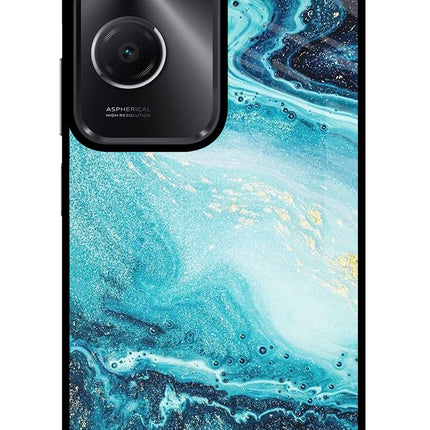 Blue Glitter Marble Vivo T3 Lite 5G Glass Case