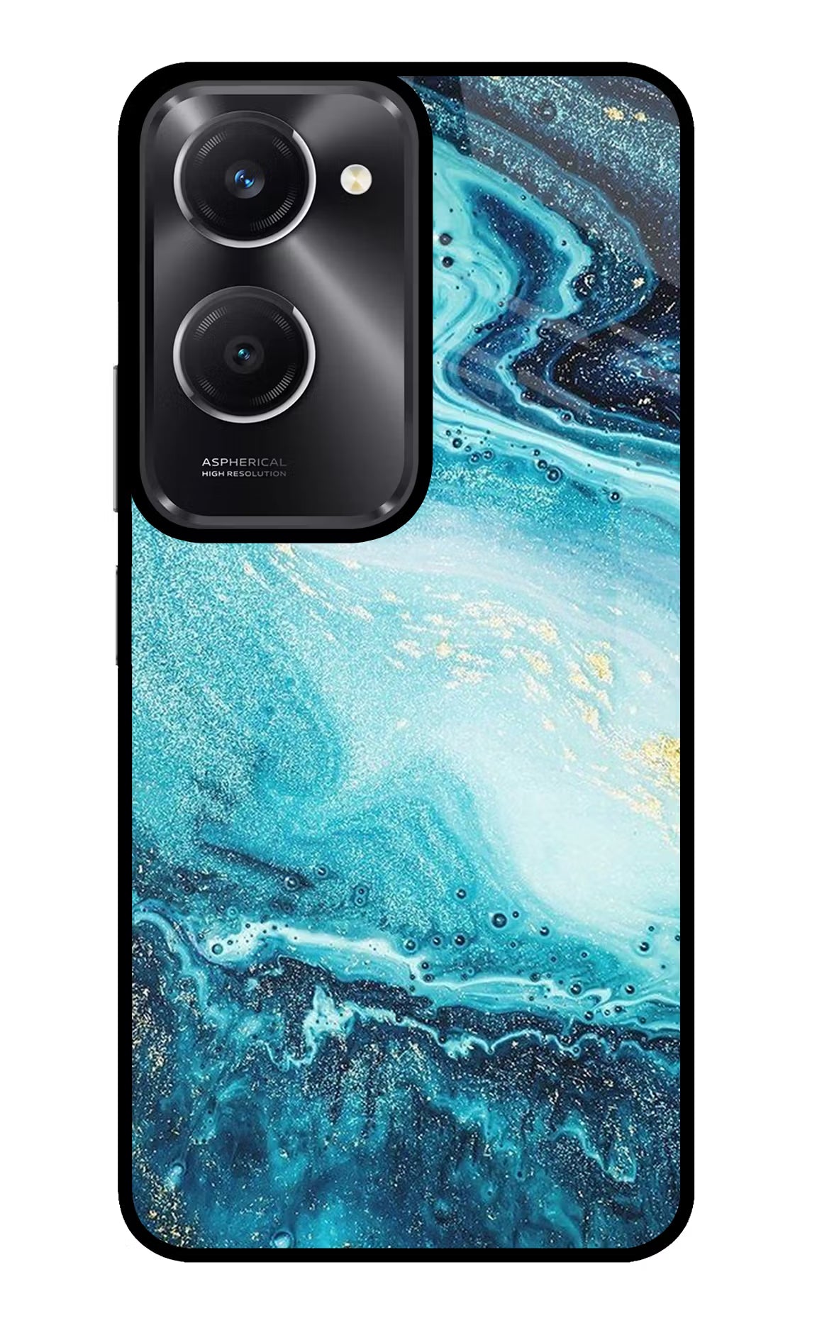 Blue Glitter Marble Vivo T3 Lite 5G Glass Case