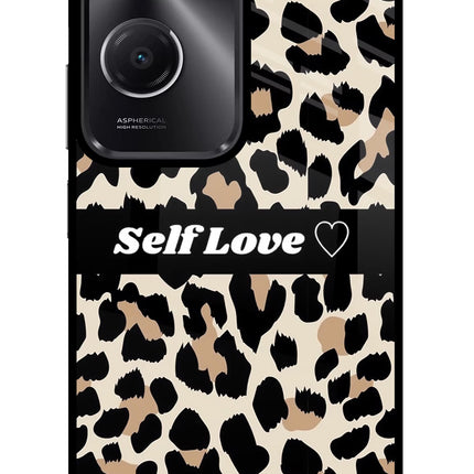 Leopard Print Self Love Vivo T3 Lite 5G Glass Case Back Cover by Casekaro