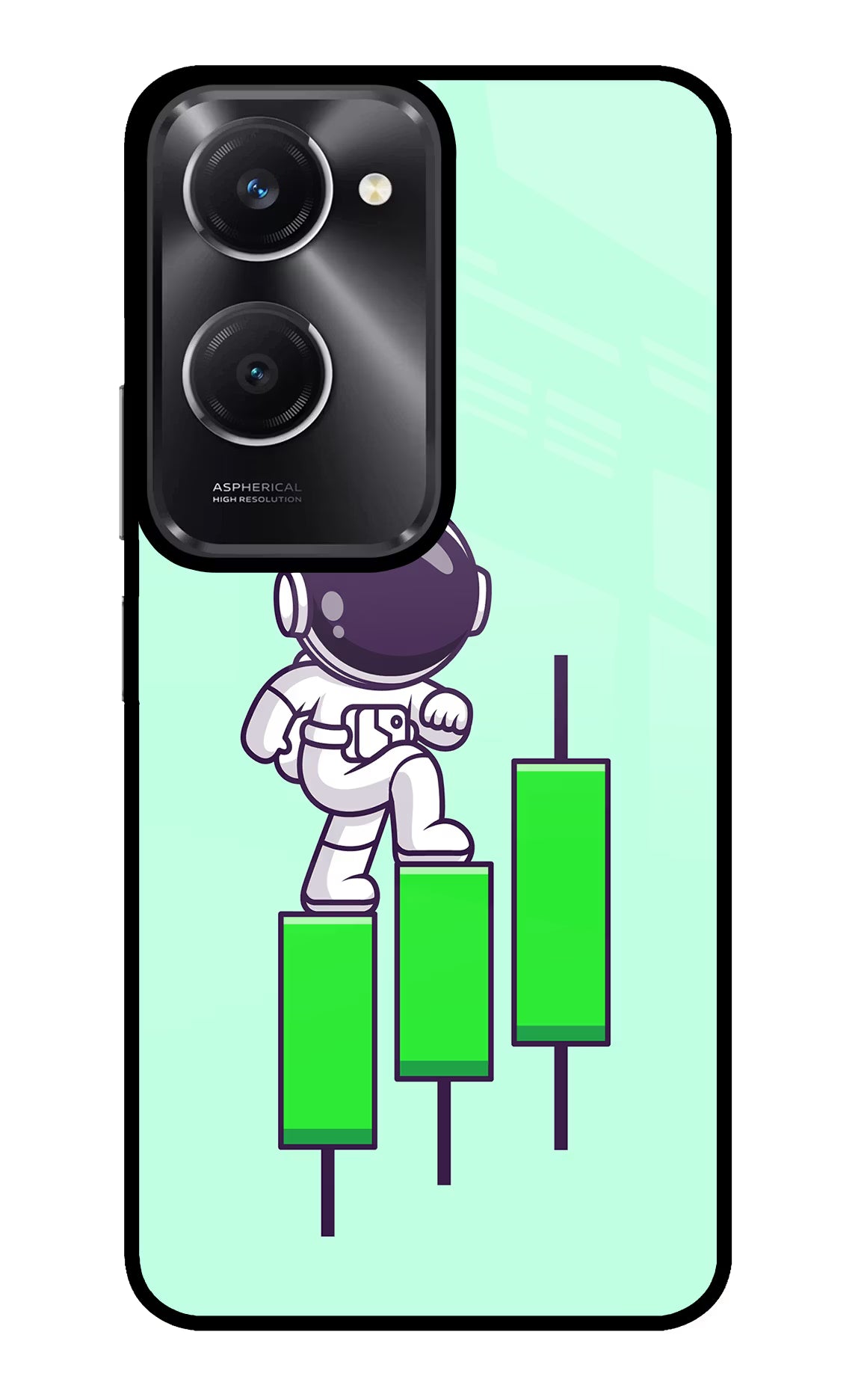Astronaut Trader Vivo T3 Lite 5G Glass Case Back Cover by Casekaro