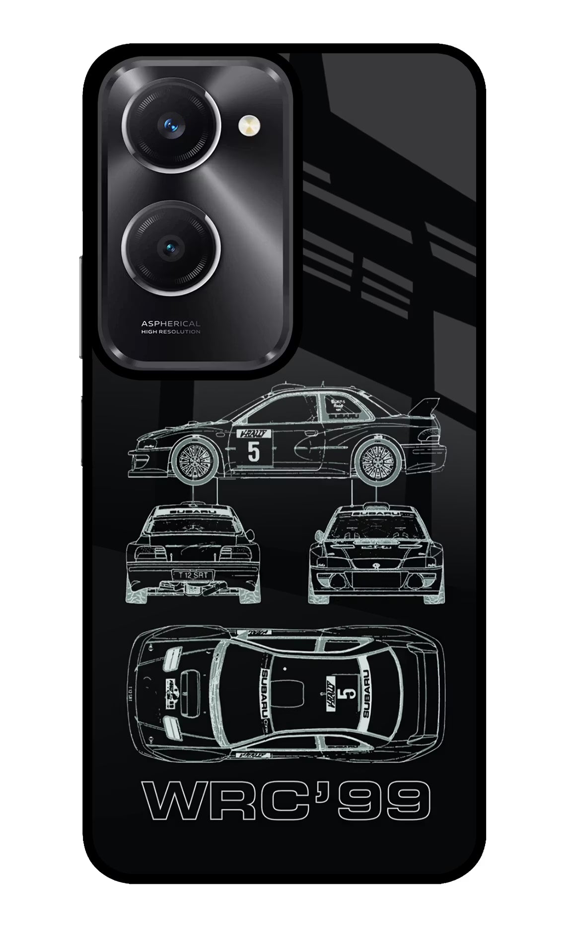 WRC'99 Vivo T3 Lite 5G Glass Case Back Cover by Casekaro