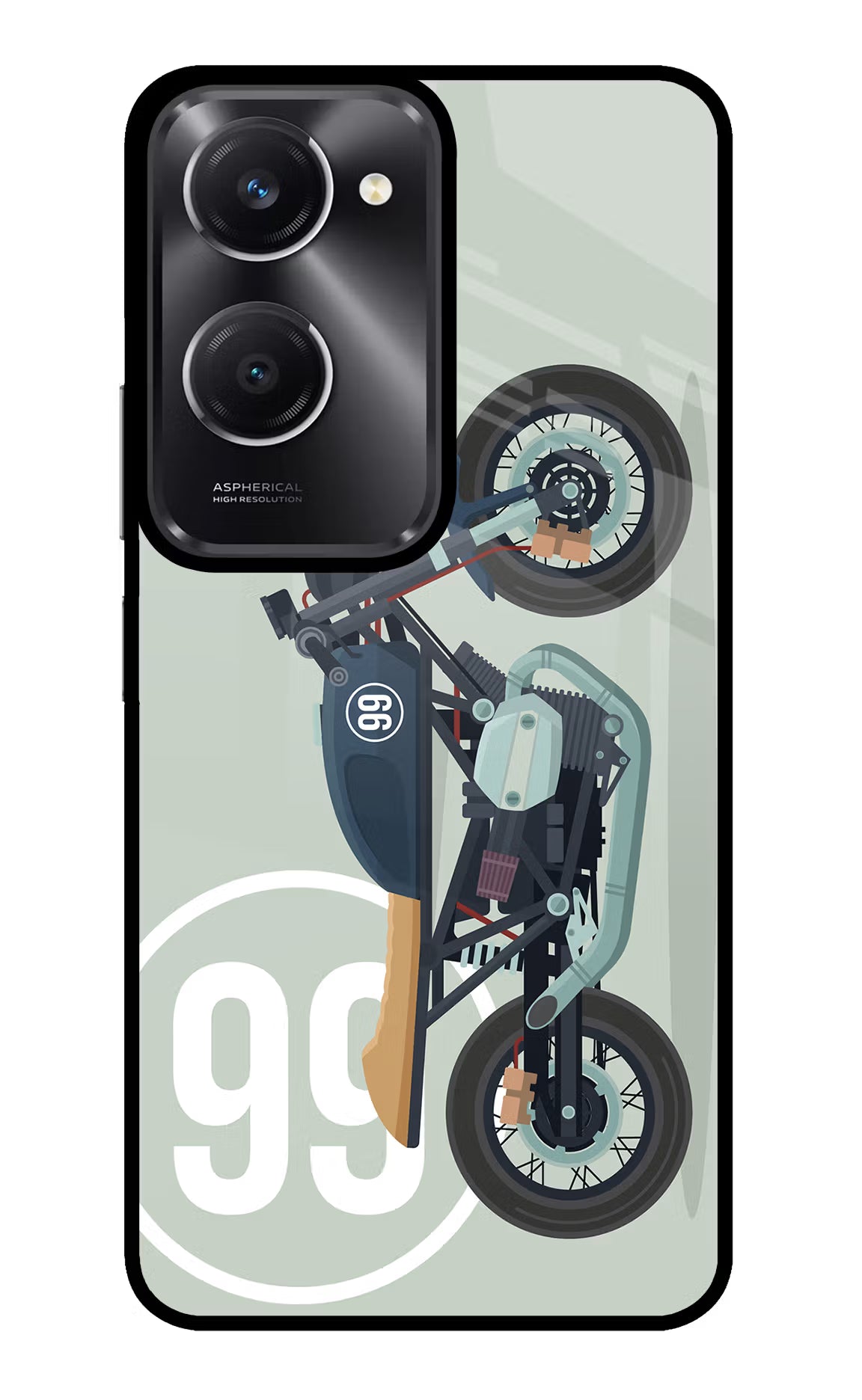Classic Cafe Racer 99 Vivo T3 Lite 5G Glass Case Back Cover by Casekaro