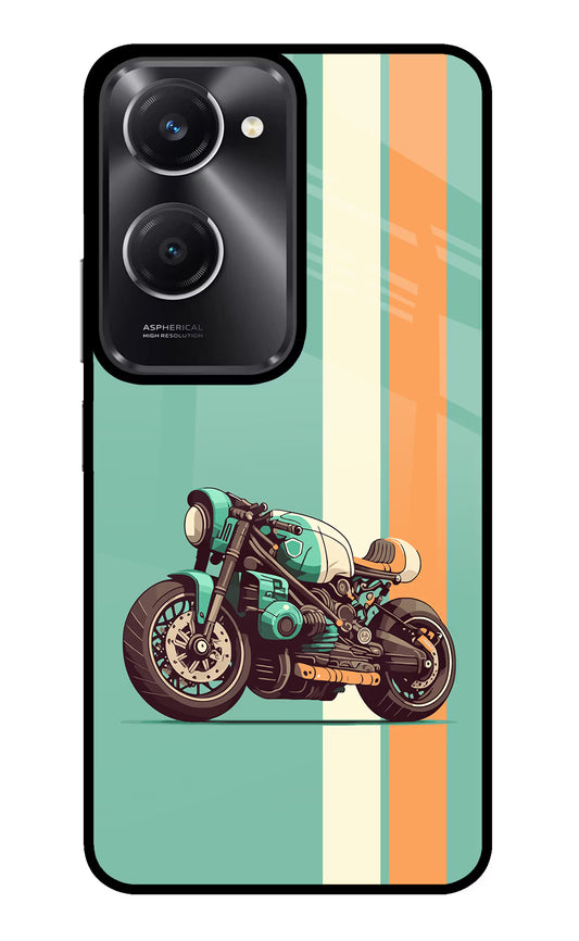 Striped Moto Drift Vivo T3 Lite 5G Glass Case