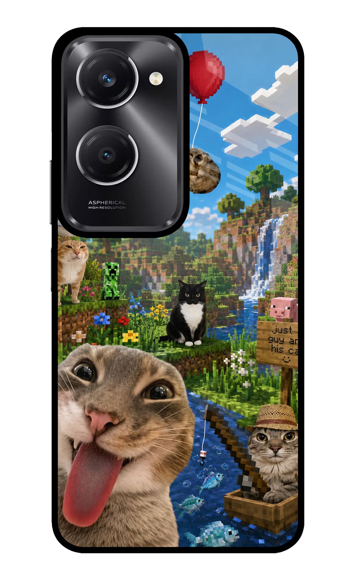 Minecraft Cat Chaos Vivo T3 Lite 5G Glass Case