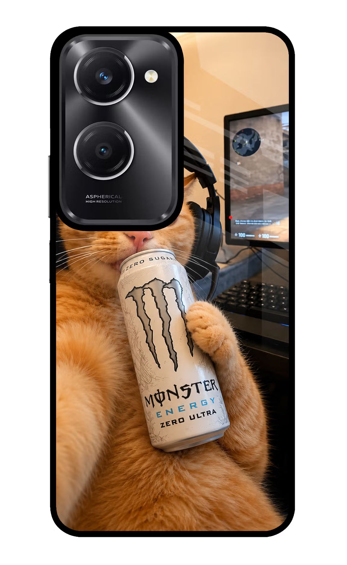 Gamer Cat Energy Vivo T3 Lite 5G Glass Case