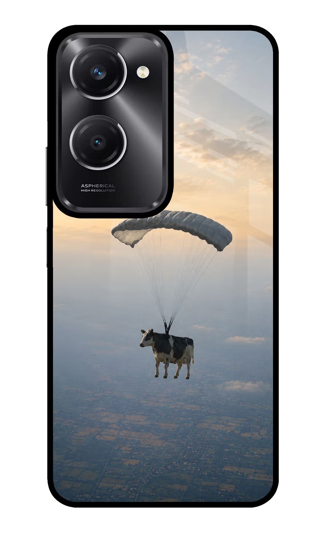 Skydiving Cow Vivo T3 Lite 5G Glass Case