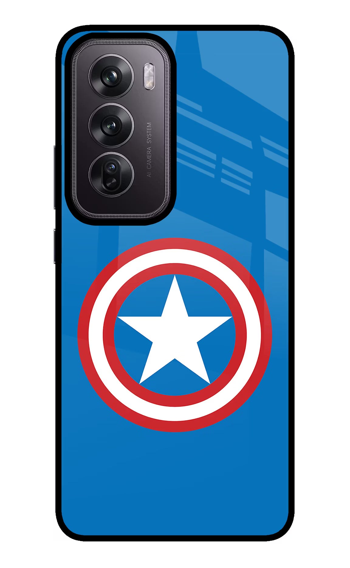Captain America Logo Oppo Reno12 Pro 5G Glass Case Back Cover by Casekaro
