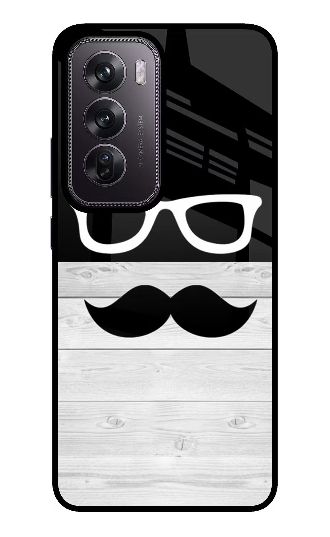 Mustache Oppo Reno12 Pro 5G Glass Case Back Cover by Casekaro