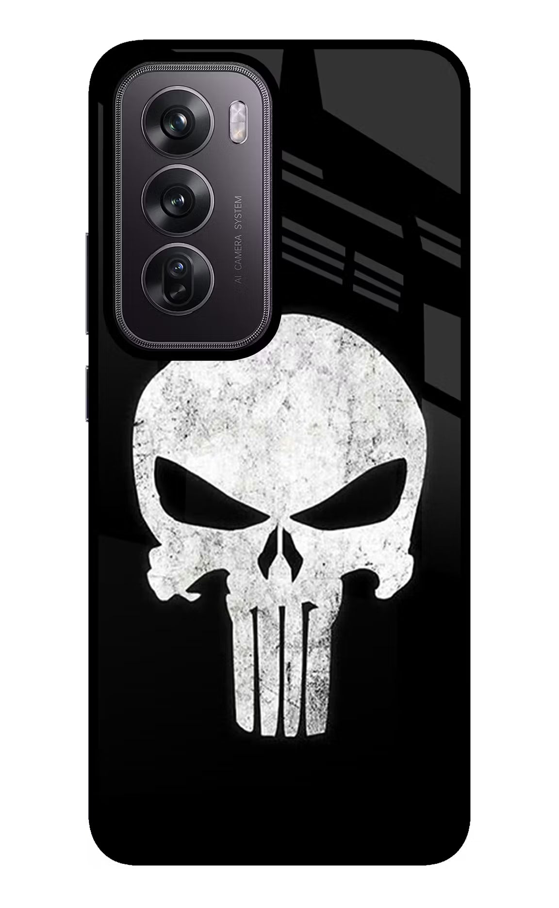 Punisher Skull Oppo Reno12 Pro 5G Glass Case Back Cover by Casekaro