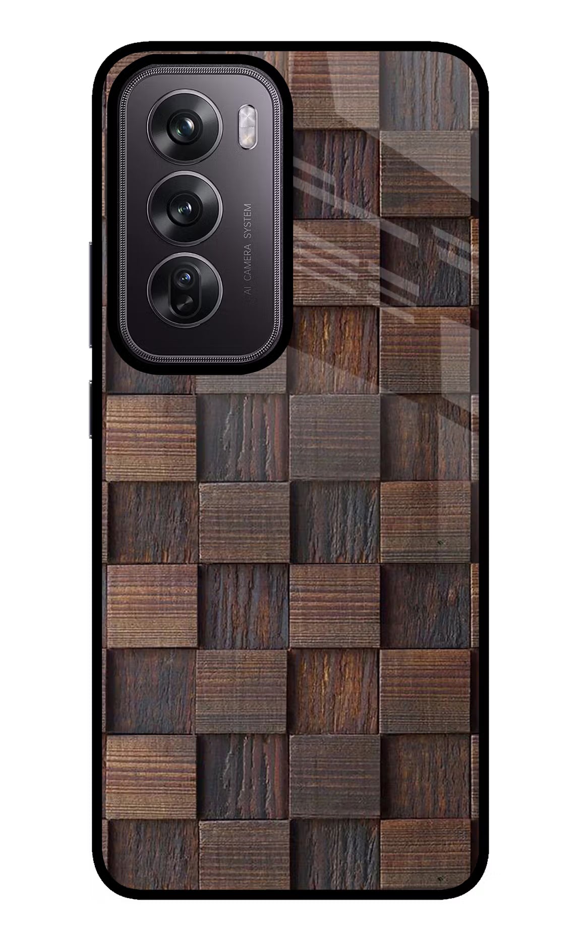 Wooden Cube Design Oppo Reno12 Pro 5G Glass Case Back Cover by Casekaro