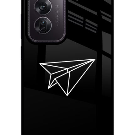 Paper Plane White Oppo Reno12 Pro 5G Glass Case Back Cover by Casekaro