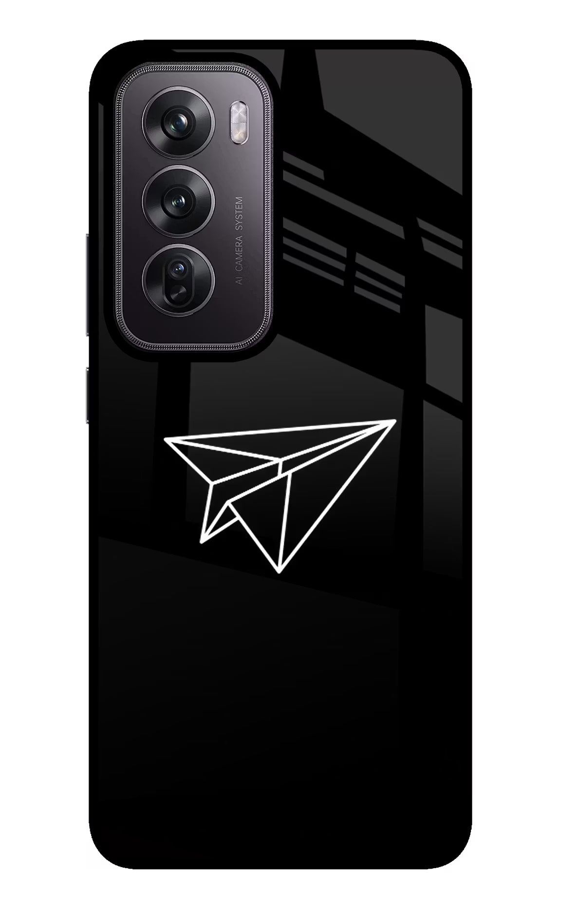 Paper Plane White Oppo Reno12 Pro 5G Glass Case Back Cover by Casekaro