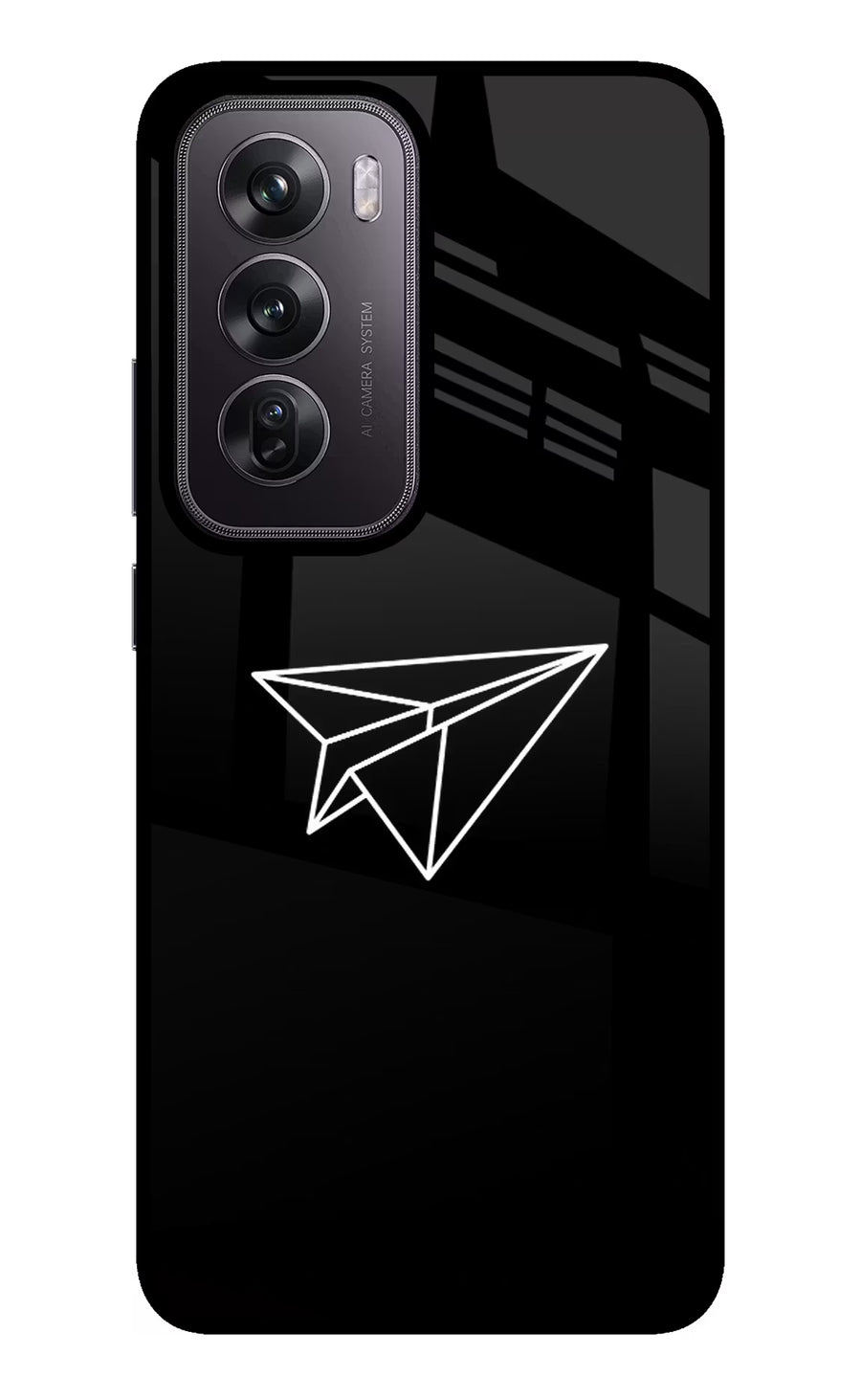 Paper Plane White Oppo Reno12 Pro 5G Back Cover, Glass case