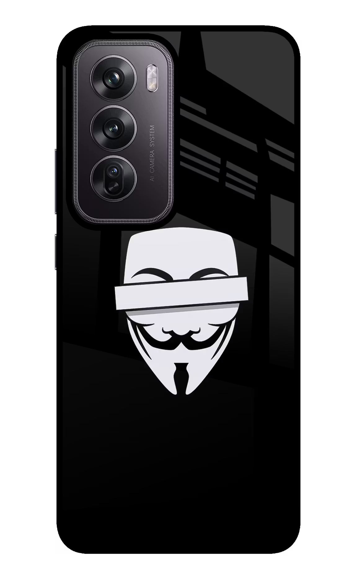 Anonymous Face Oppo Reno12 Pro 5G Glass Case Back Cover by Casekaro