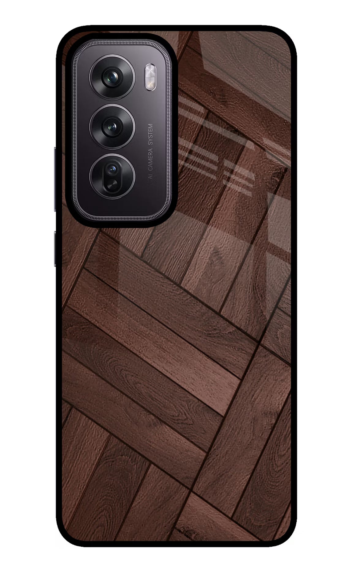 Wooden Texture Design Oppo Reno12 Pro 5G Glass Case Back Cover by Casekaro