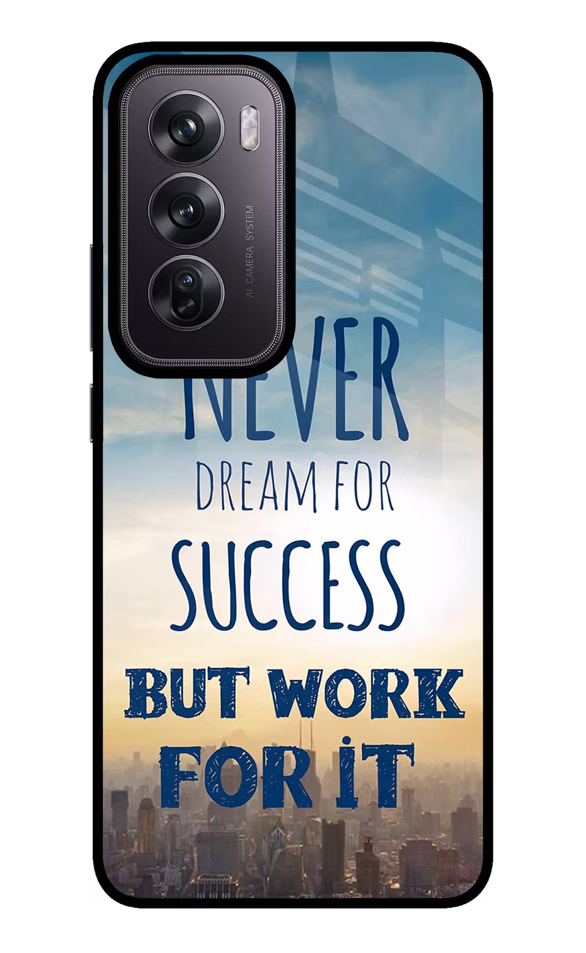 Never Dream For Success But Work For It Oppo Reno12 Pro 5G Glass Case Back Cover by Casekaro