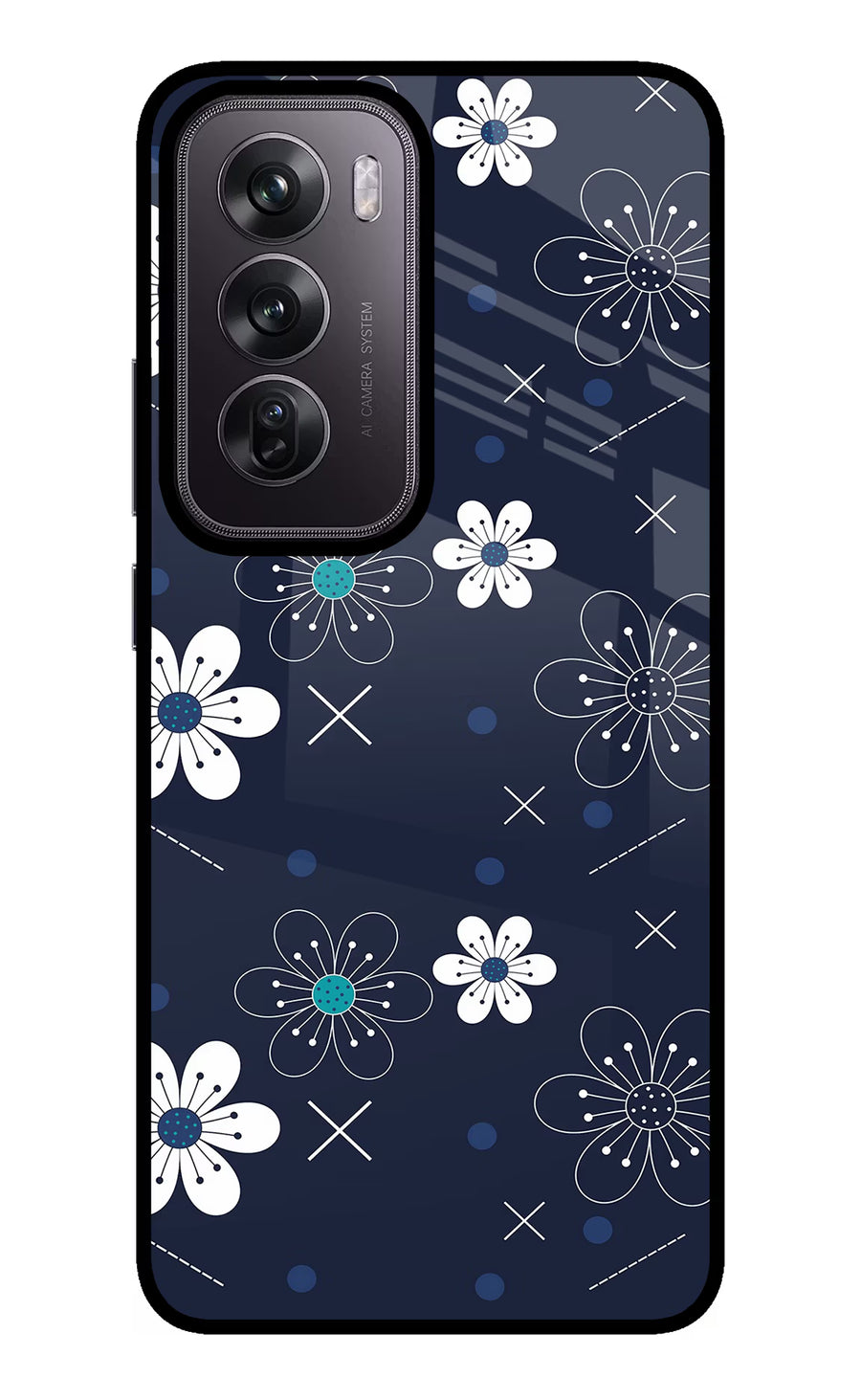 Flowers Oppo Reno12 Pro 5G Back Cover, Glass case