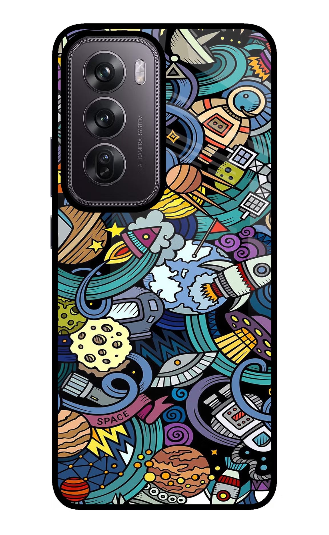 Space Abstract Oppo Reno12 Pro 5G Glass Case Back Cover by Casekaro
