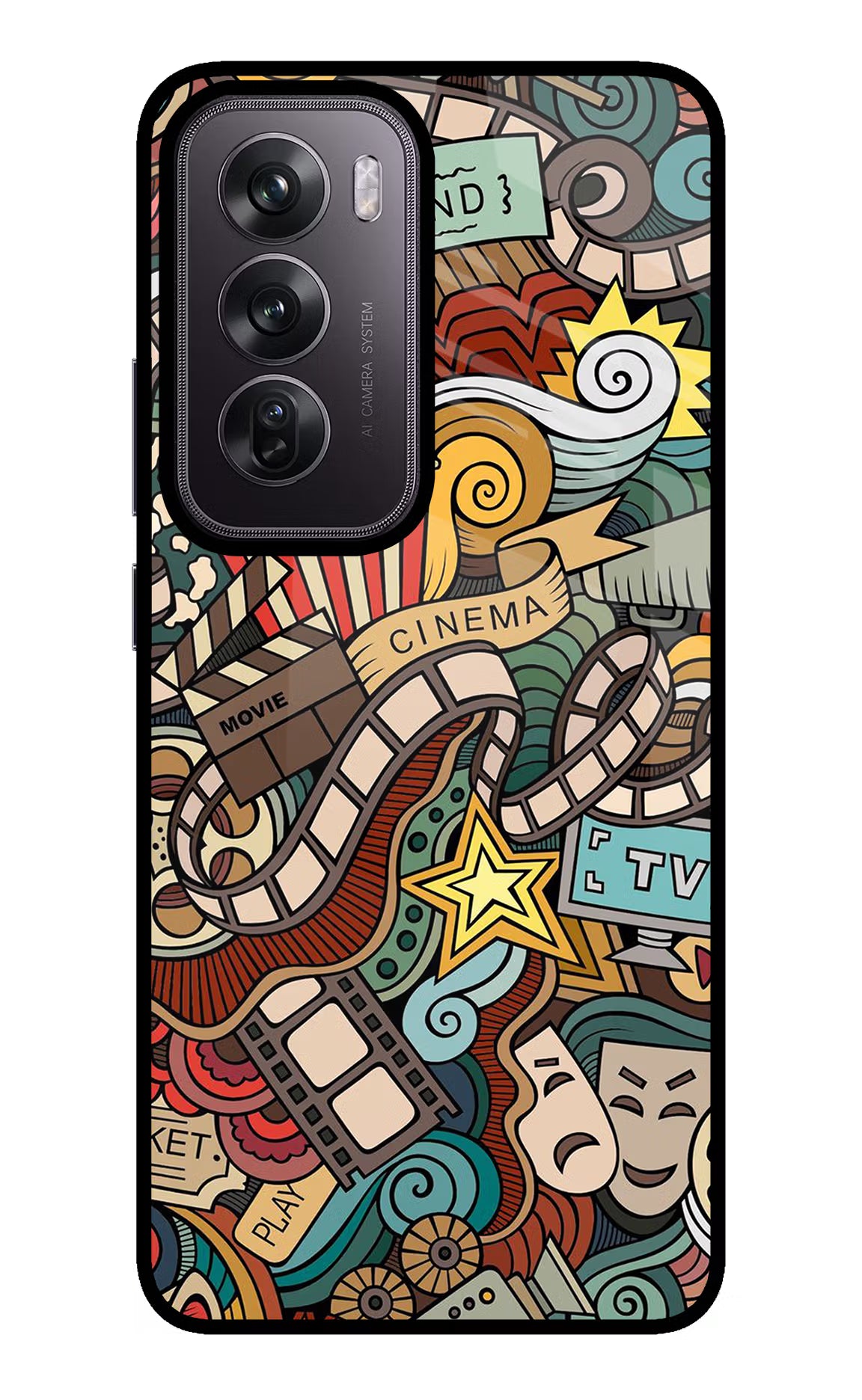 Cinema Abstract Oppo Reno12 Pro 5G Glass Case Back Cover by Casekaro