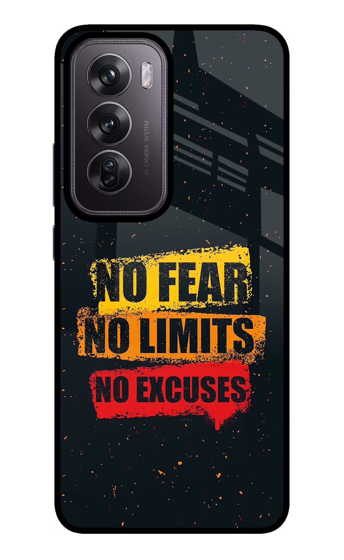 No Fear No Limits No Excuse Oppo Reno12 Pro 5G Glass Case Back Cover by Casekaro