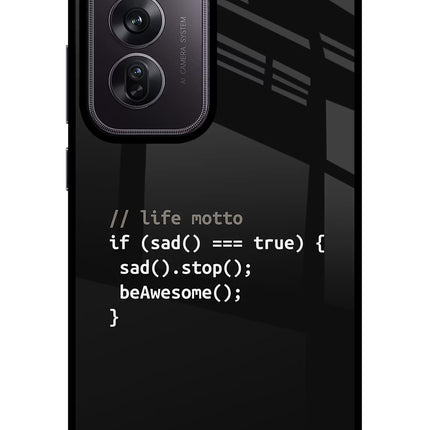 Life Motto Code Oppo Reno12 Pro 5G Glass Case Back Cover by Casekaro