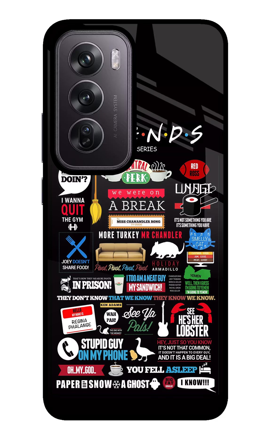 FRIENDS Oppo Reno12 Pro 5G Glass Case Back Cover by Casekaro