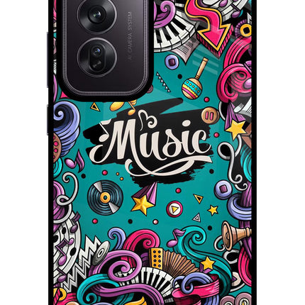 Music Graffiti Oppo Reno12 Pro 5G Glass Case Back Cover by Casekaro