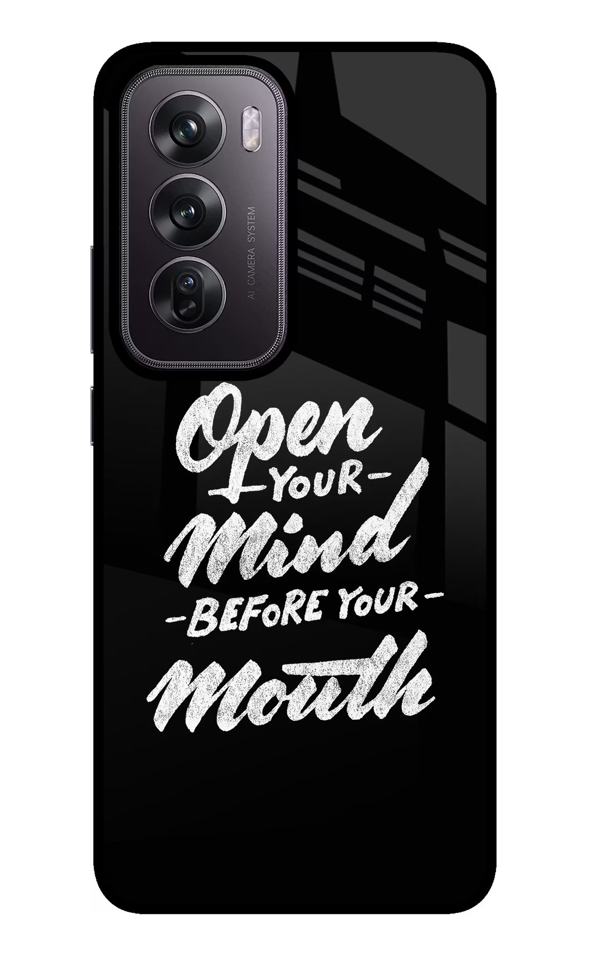 Open Your Mind Before Your Mouth Oppo Reno12 Pro 5G Glass Case Back Cover by Casekaro