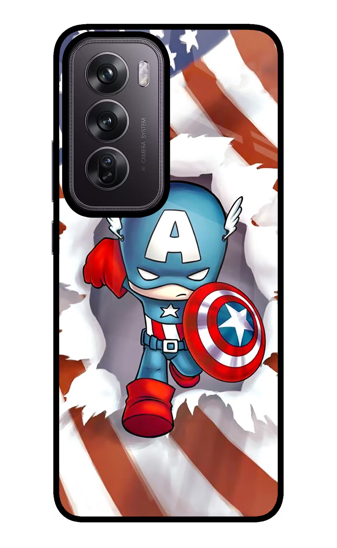 Captain America Oppo Reno12 Pro 5G Glass Case Back Cover by Casekaro