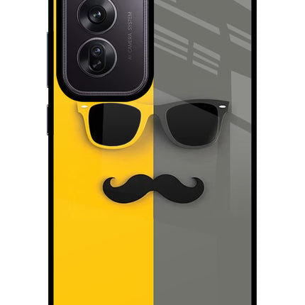Sunglasses with Mustache Oppo Reno12 Pro 5G Glass Case Back Cover by Casekaro