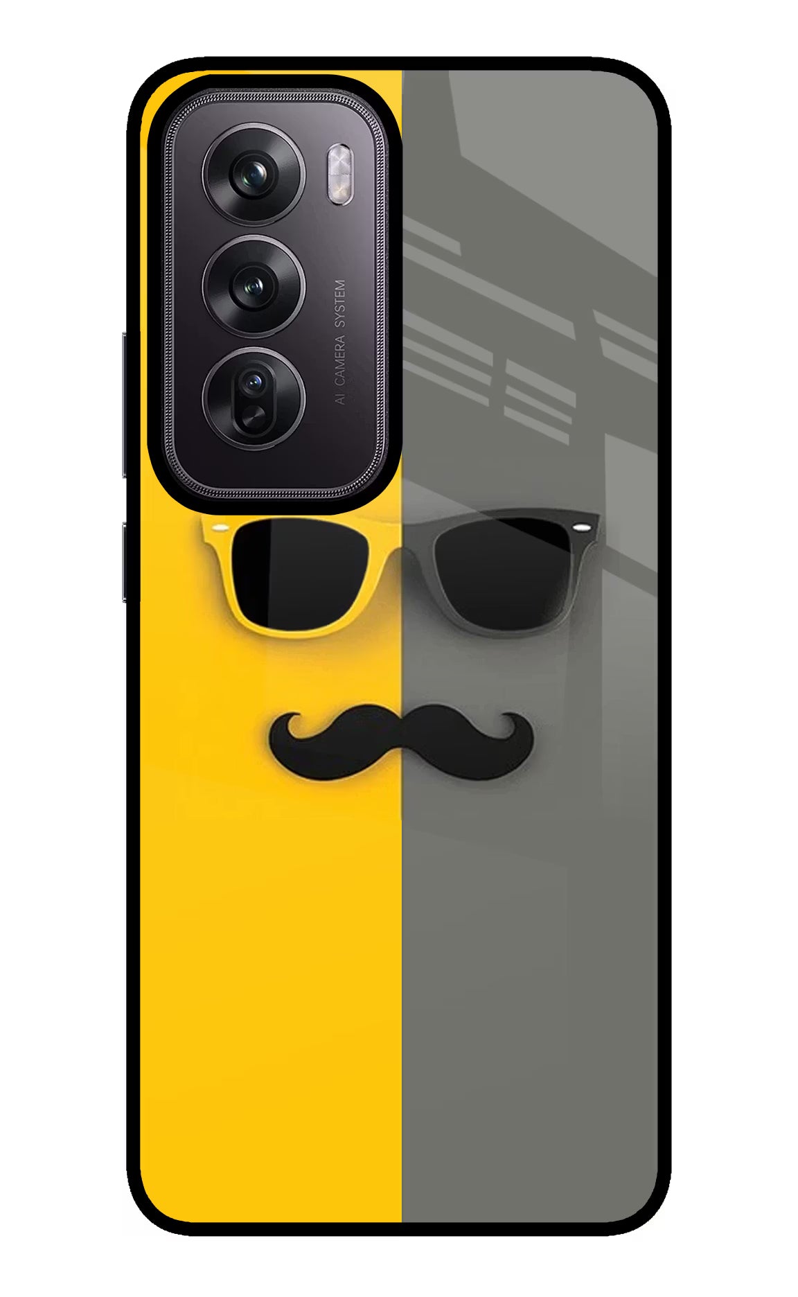 Sunglasses with Mustache Oppo Reno12 Pro 5G Glass Case Back Cover by Casekaro