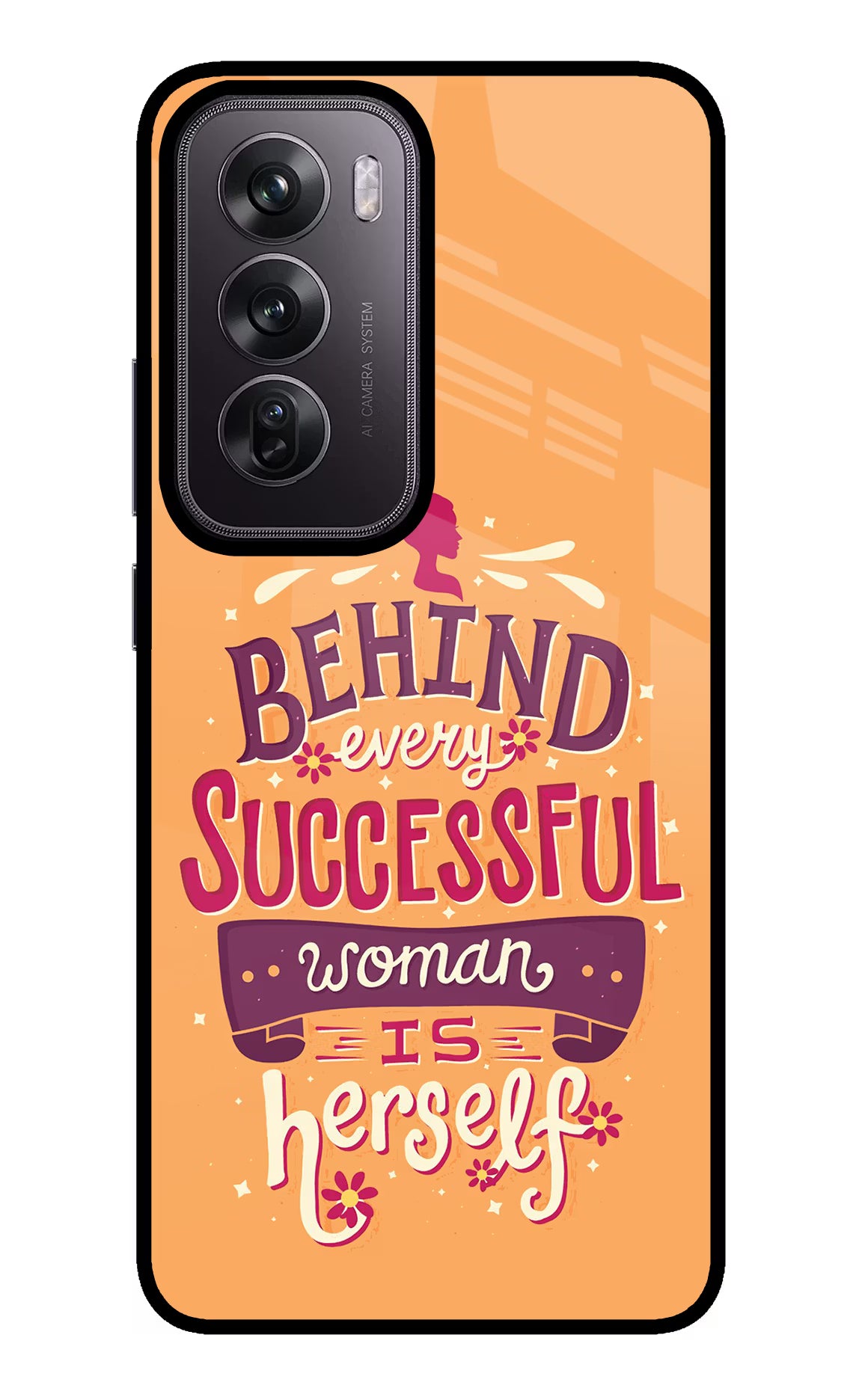 Behind Every Successful Woman There Is Herself Oppo Reno12 Pro 5G Glass Case Back Cover by Casekaro