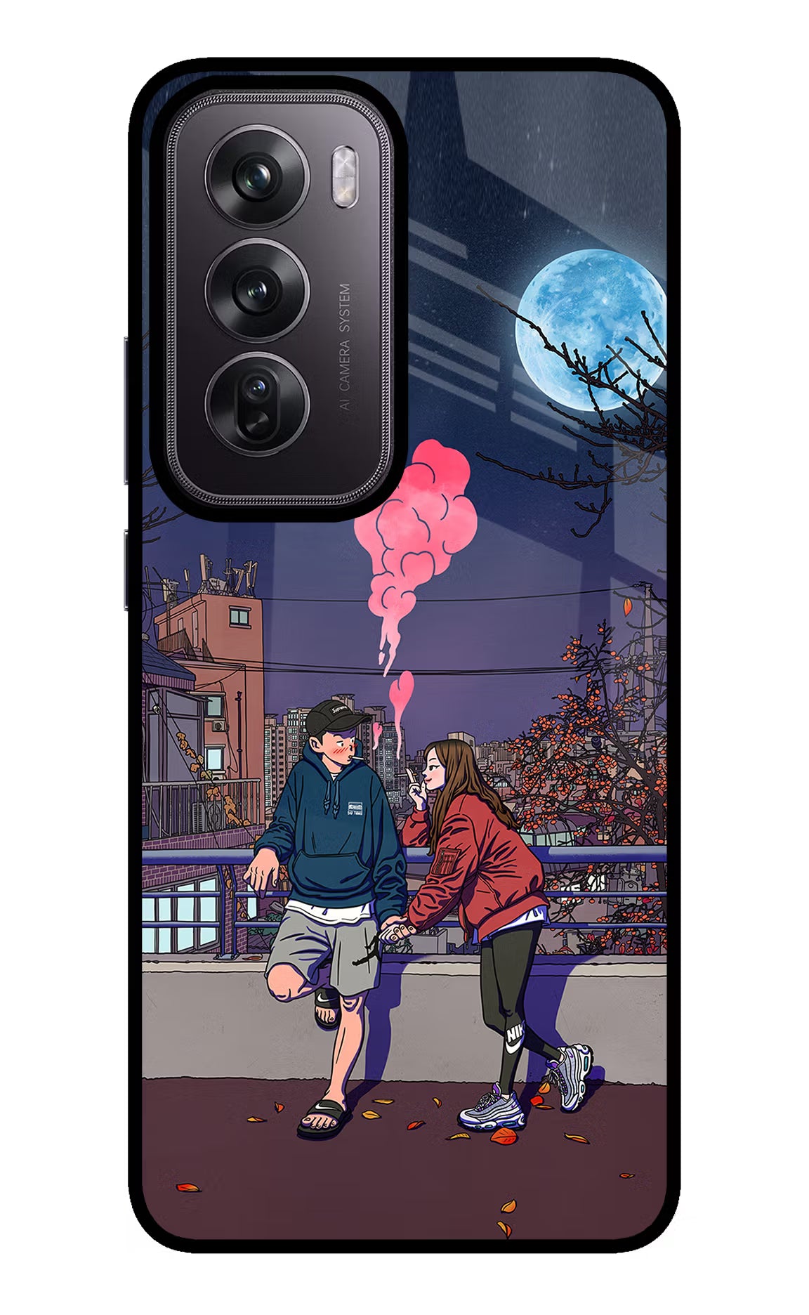 Chilling Couple Oppo Reno12 Pro 5G Glass Case Back Cover by Casekaro