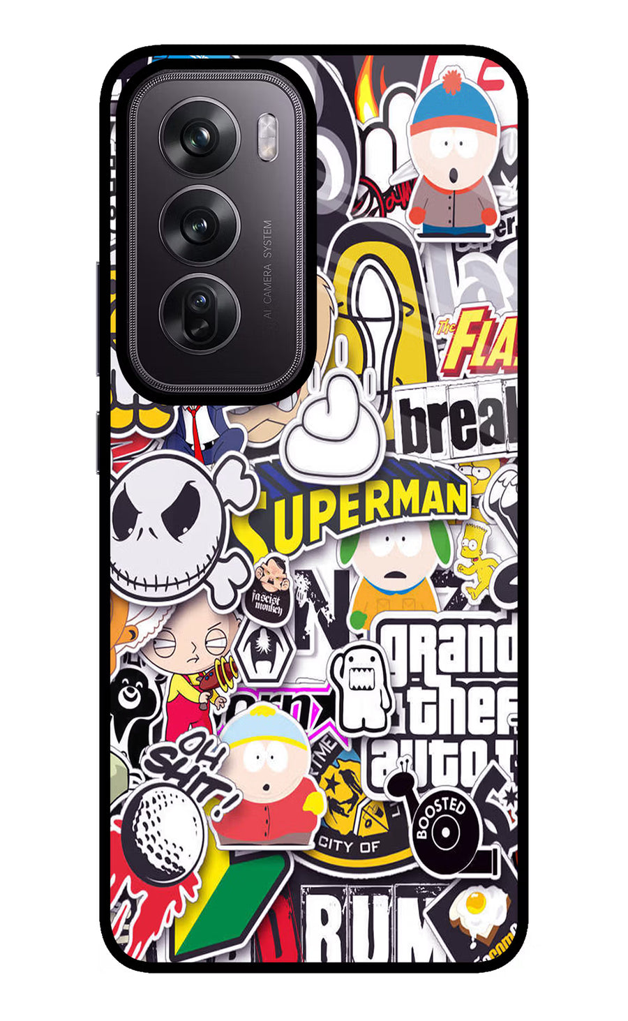 Sticker Bomb Oppo Reno12 Pro 5G Back Cover, Glass case