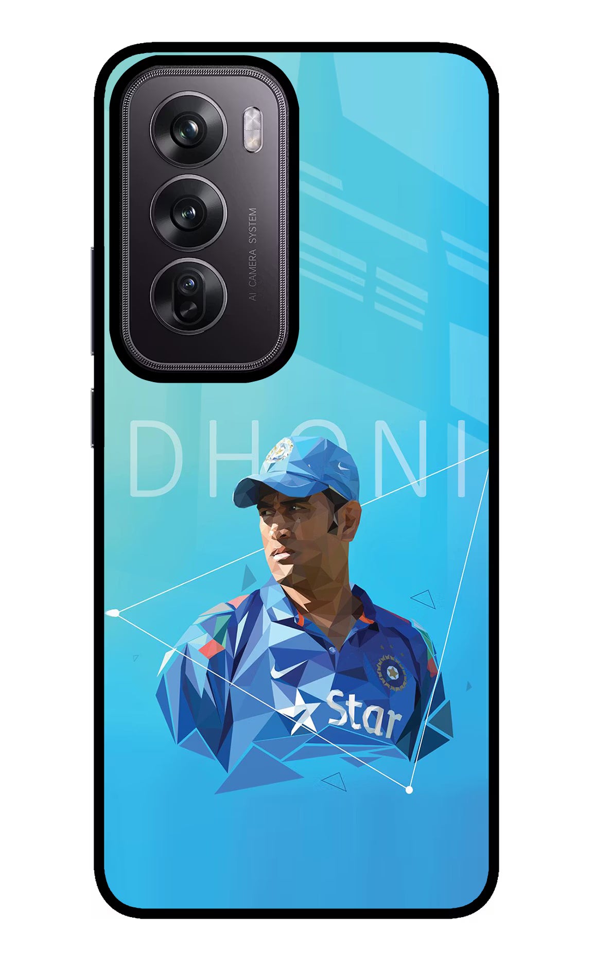 Dhoni Artwork Oppo Reno12 Pro 5G Glass Case Back Cover by Casekaro