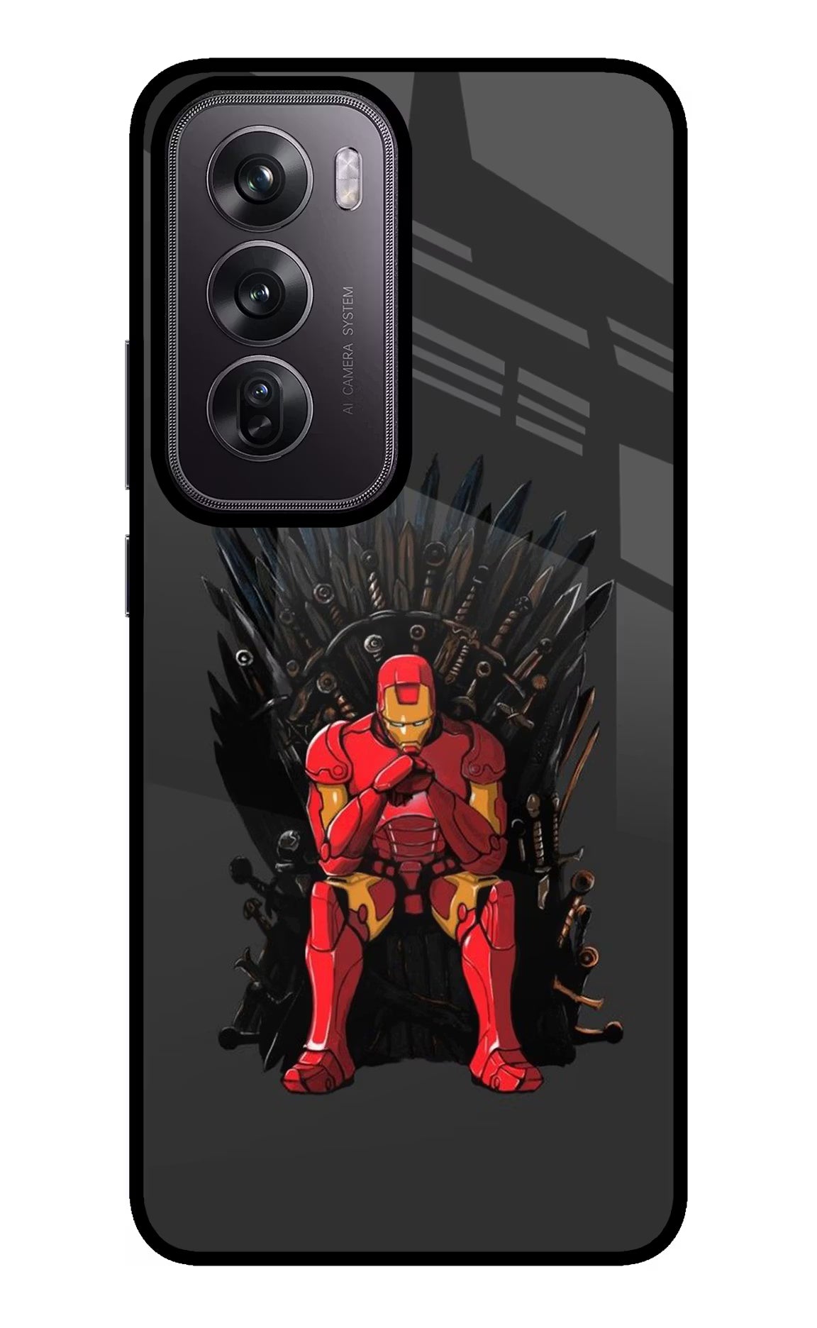 Ironman Throne Oppo Reno12 Pro 5G Glass Case Back Cover by Casekaro