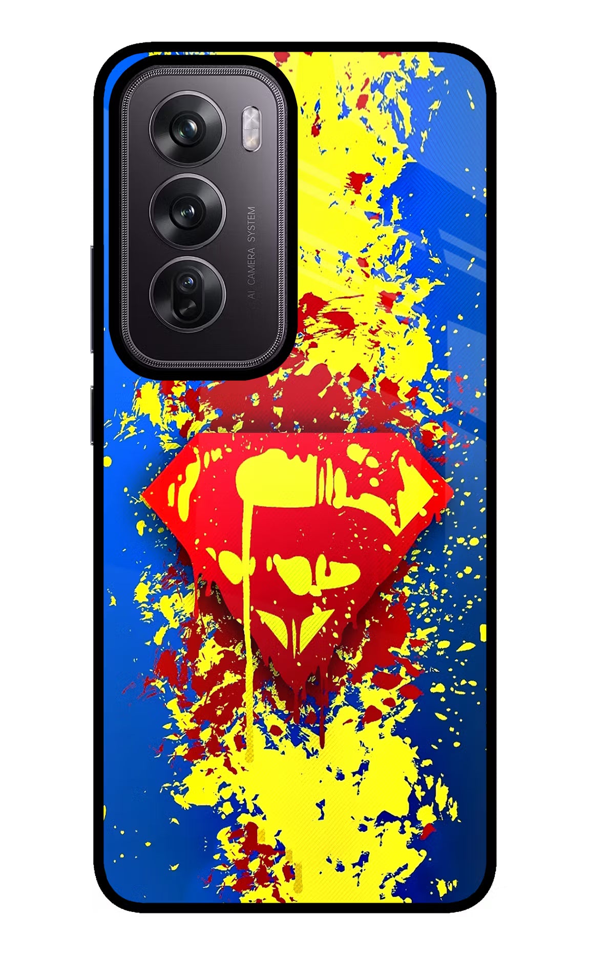 Superman logo Oppo Reno12 Pro 5G Glass Case Back Cover by Casekaro