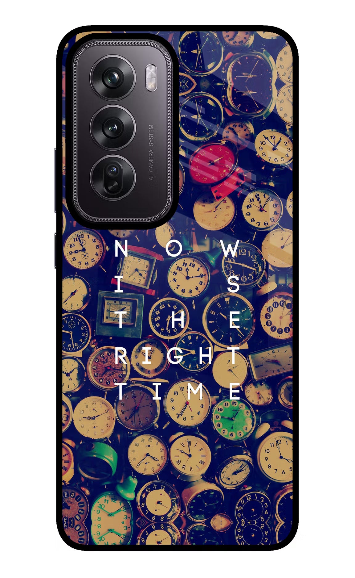 Now is the Right Time Quote Oppo Reno12 Pro 5G Glass Case Back Cover by Casekaro