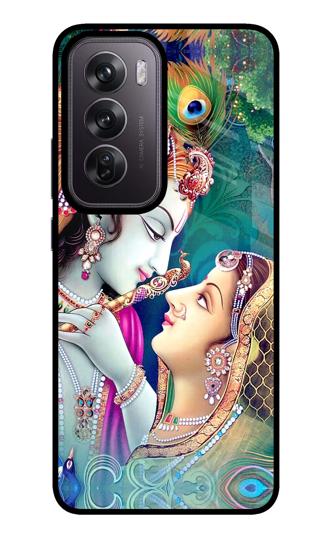 Lord Radha Krishna Oppo Reno12 Pro 5G Glass Case Back Cover by Casekaro