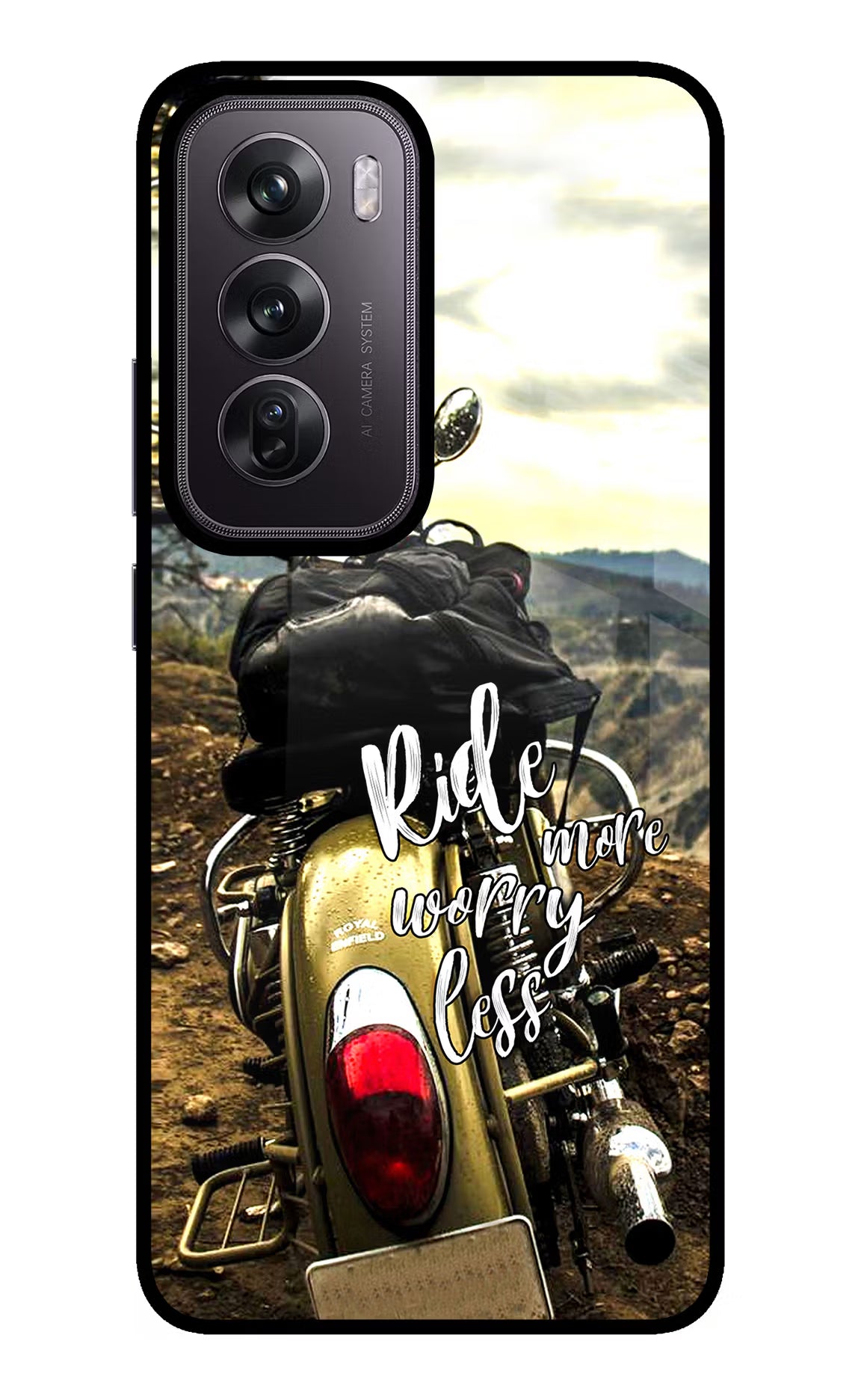 Ride More Worry Less Oppo Reno12 Pro 5G Glass Case Back Cover by Casekaro