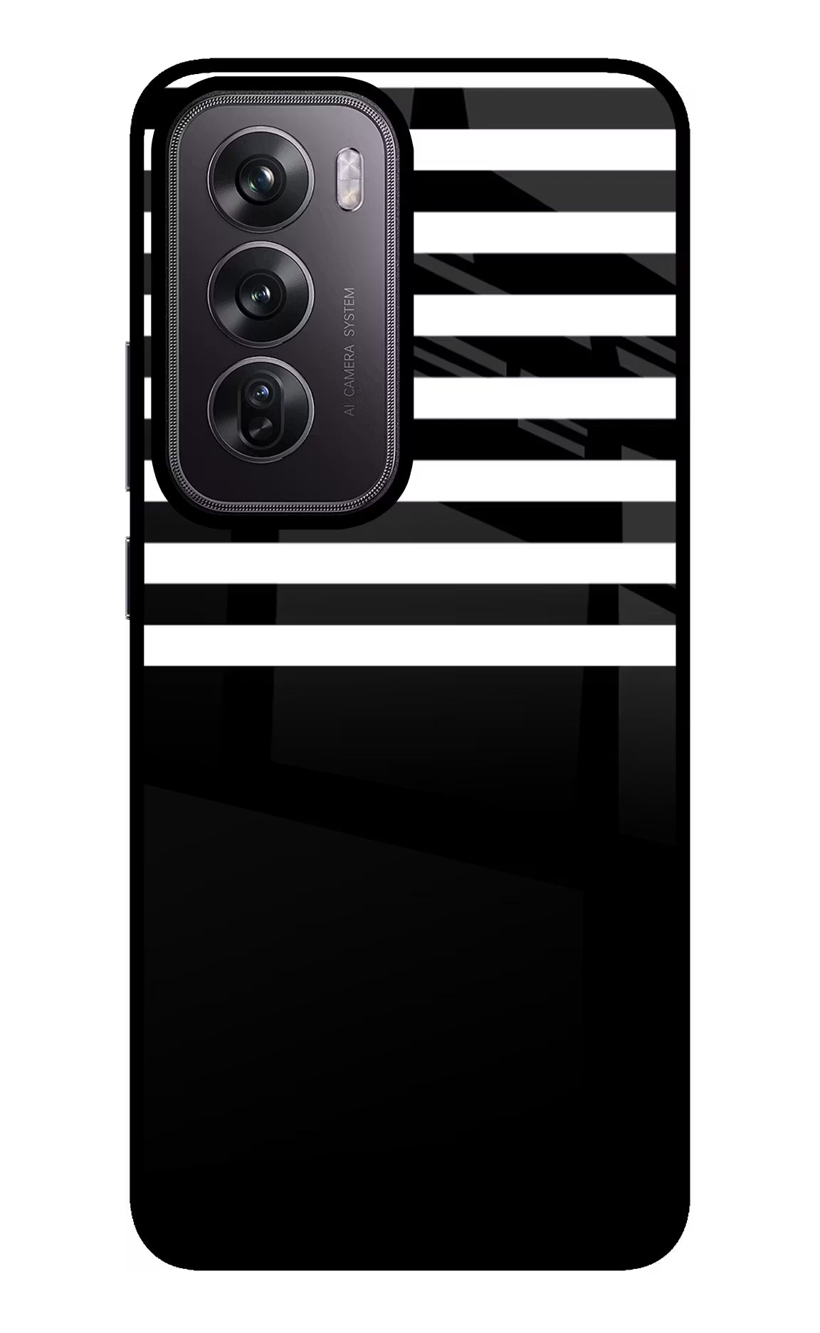 Black and White Print Oppo Reno12 Pro 5G Glass Case Back Cover by Casekaro