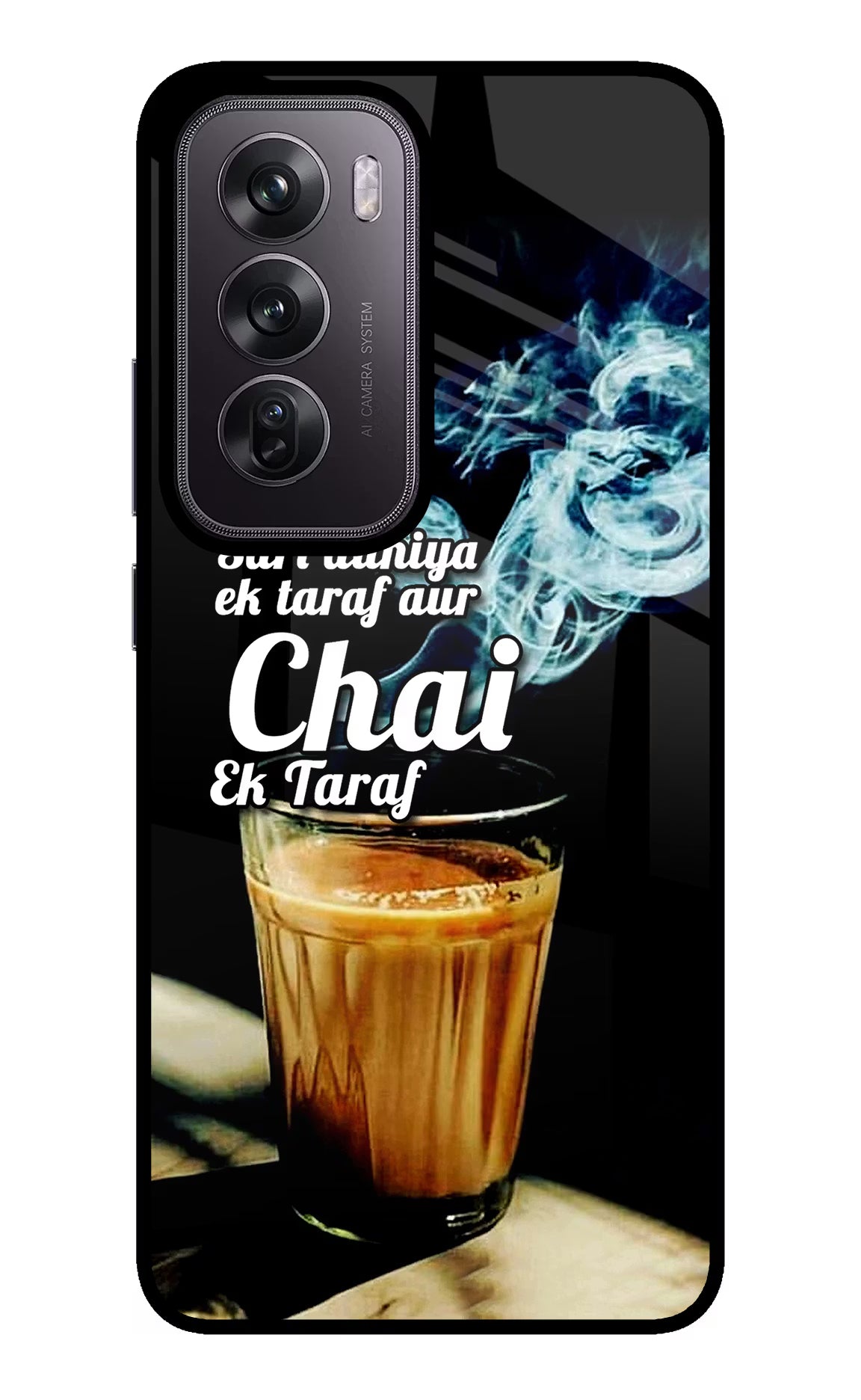 Chai Ek Taraf Quote Oppo Reno12 Pro 5G Glass Case Back Cover by Casekaro