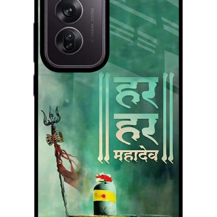 Har Har Mahadev Shivling Oppo Reno12 Pro 5G Glass Case Back Cover by Casekaro